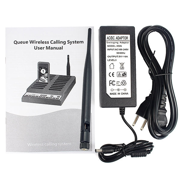 QC100 999 Channel Restaurant Wireless Paging Queuing Calling System with 20 Call Coaster Pagers, EU Plug QC100 999 Channel Restaurant Wireless Paging Queuing Calling System with 20 Call Coaster Pagers, EU Plug